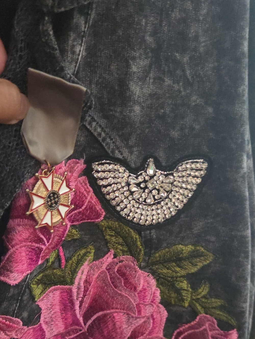 Aratta Colonel Jacket Grey Lace with Flower - Picture 2 of 7